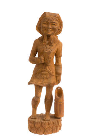 Isolation tribal woman wood art in Thailand の写真素材