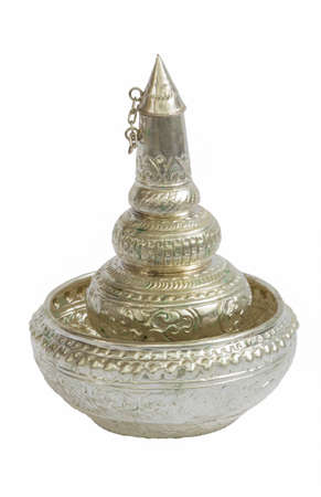 Isolation Silver Bowl art in thailandの写真素材