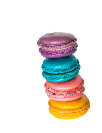 Isolated Colorful macarons on white background 