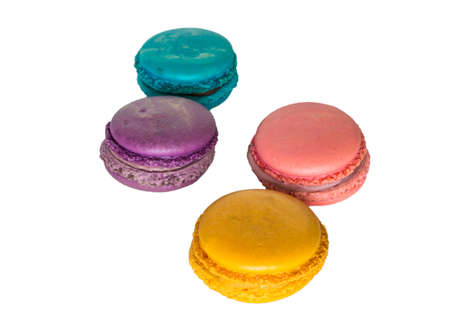 Isolated Colorful macaroons on white background の写真素材