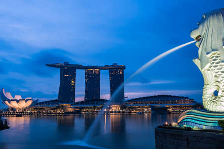 Cityscape of Singapore business districtのeditorial素材