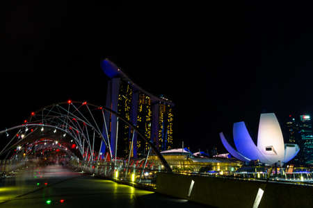 Marina Bay Sands Hotel, Double Helix Bridge, Singapore Arts and Science Museum.のeditorial素材