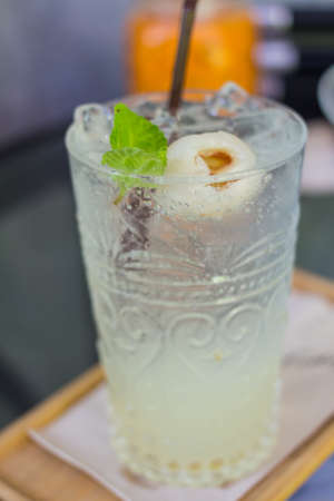 Cold Lychee juicy cocktail glass.の写真素材