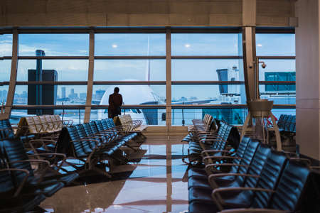 Dubai airport, United Arab Emirates - April 13 2019 : waiting in the airportのeditorial素材