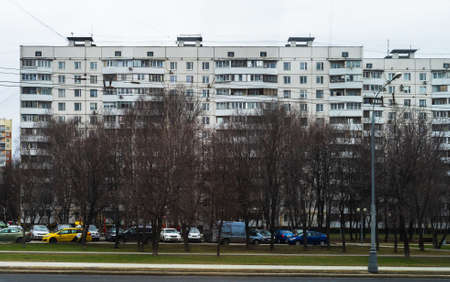 Moscow, Russia - April 13 2019:Brick apartment building in Moscowのeditorial素材