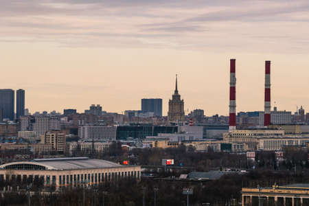 Moscow, Russia - April 13 2019 : Top view of Moscow city skylineのeditorial素材