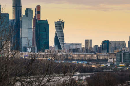 Moscow, Russia - April 13 2019 : Top view of Moscow city skylineのeditorial素材