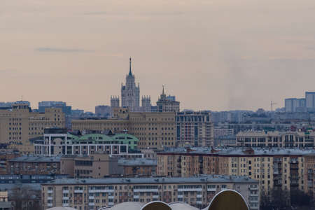Moscow, Russia - April 13 2019 : Top view of Moscow city skylineのeditorial素材