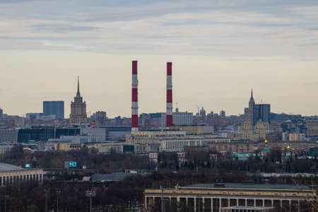 Moscow, Russia - April 13 2019:Top view of Moscow city skylineのeditorial素材