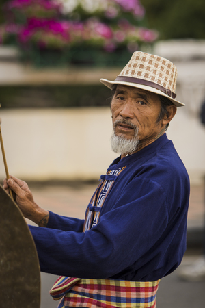 Old man in Chiang Mai flower festival Thailandのeditorial素材