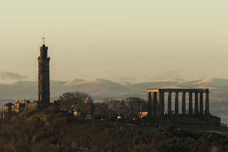 Carlton Hill in golden light Edinburghのeditorial素材