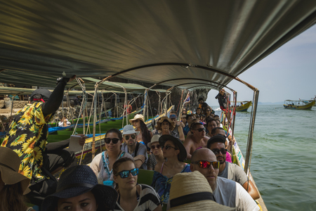 Tourists visiting James Bond Island in a boatのeditorial素材