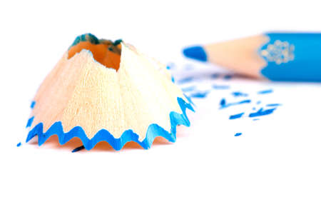 wood shavings from the pencil in the backgroundの写真素材