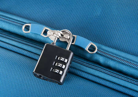 combination lock on a suitcase for travelの写真素材