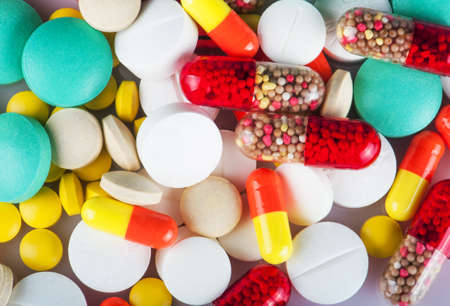 Many different medications color view from aboveの写真素材