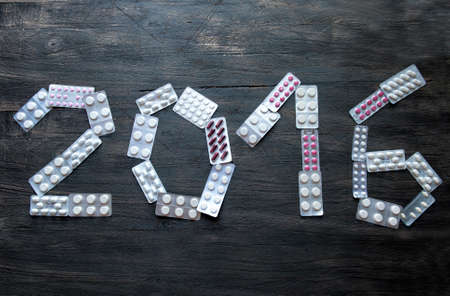 2016 New Year background of drugs and medicine
