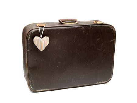 Vintage red suitcase isolated