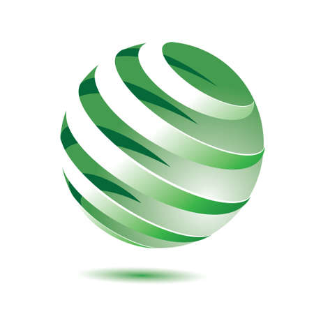 3d green globe with shadow on white backgroundのイラスト素材