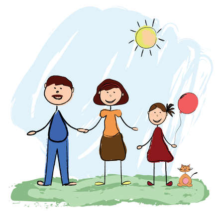 Family illustration.のイラスト素材