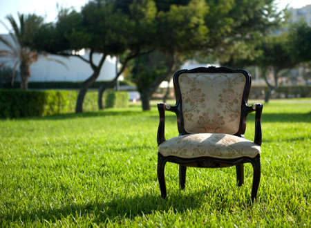 beautiful retro chair stands in the parkの写真素材