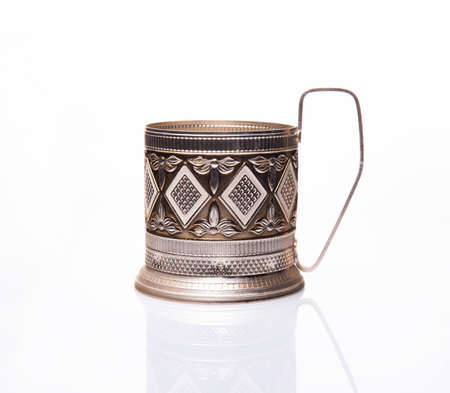 Aluminum Cup holder on a white isolated backgroundの写真素材