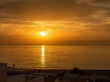 Beautiful sunrise on the beach. Bright sunriseの写真素材