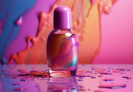 Nail polish on a bright backgroundの写真素材