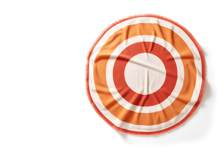 Round beach towel on a white backgroundの素材