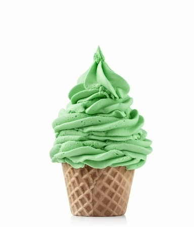 Ice cream in a waffle cone, soft ice cream in a waffle cupの素材