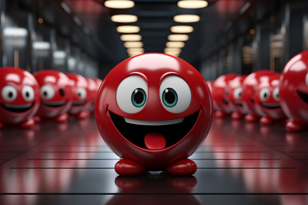 Red smiley face with tongue, 3D pictureの素材