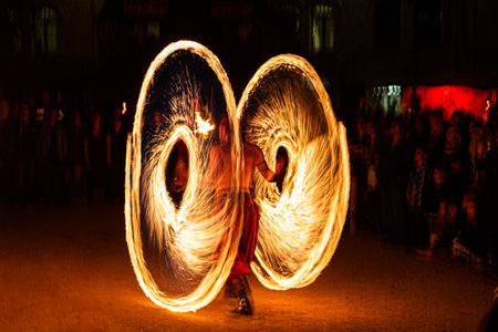 Long exposure of a fire artist