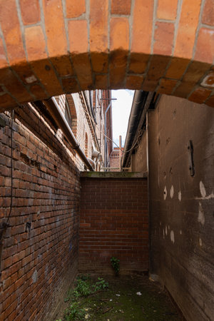 Abandoned brick building in the old town of Bologna, Italyの写真素材