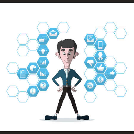 Businessman and business icon set. Vector illustrationのイラスト素材