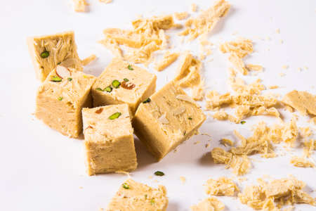 Big and empty designer diwali diya or clay lamp, isolated over white backgroundの写真素材