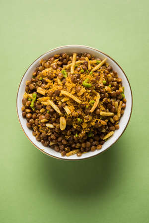 stock photo of Dalmot or Dalmoth Namkeen or Masoor Dal Namkeen orDry Snacks or chivda or chiwada...