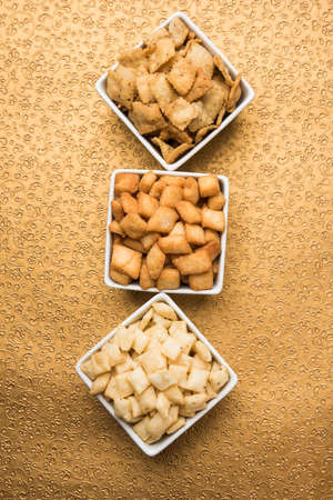 stock photo of  variety of Shakkar pare Also Know as Shakkarpare, Shakarpali, Shakkar Para, or Shankarpalli or shankar pale is a Snack Typically Made in India During Diwaliの写真素材