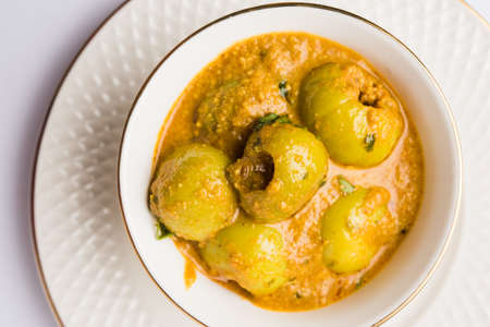 Dhensa chi bhaji in Marathi language popularly known as  Tinda masala in India or curry vegetable of Indian squash, selective focusの写真素材