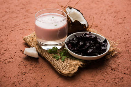 Solkadhi or sol kadhi, A famous drink from Goa or Maharashtra`s Konkan regionの写真素材