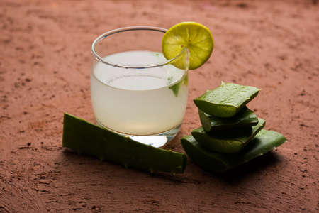 Aloe vera juice, gel, moisturising cream, soap and powder powderの写真素材