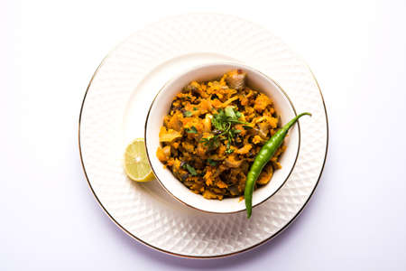 Zunka Bhakar Pithla or pitla, popular vegetarian recipe from India