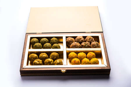 Dates oatmeal balls / No cook energy bites / saffron, pistachio, gum, cashew and other dry fruit laddu including dink or dinkache ladoo or edible gum laduの写真素材