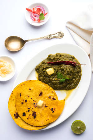 Sarson Ka Saag Makki Ki Roti popular north indian main course menu usually prepared in winter season