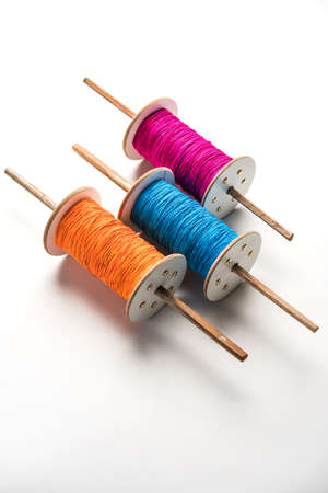 Fikri /Reel/Chakri /Spool with colourful thread or manjha or manja for Kite flying in Indian...