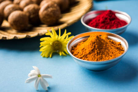 Tilgul or Til Gul with haldi Kumkum for makar sankranti festival