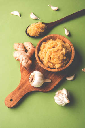 Ginger garlic paste or puree, selective focus
