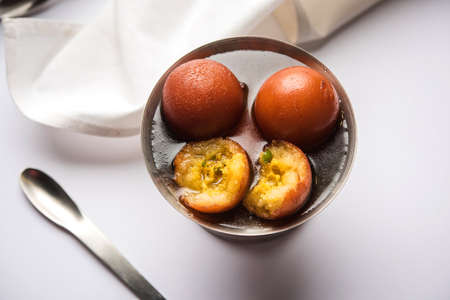 Indian sweet Gulab Jamun, popular festival or wedding foodの写真素材