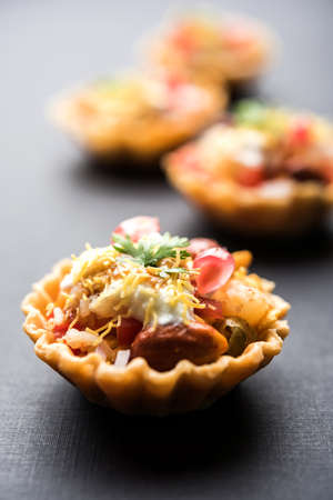 Crispy Canape or canapÃ© is a starter recipe from India - Round or square shaped Puri Filled with...