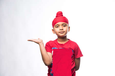 Portrait of Indian Sikh/punjabi little boy with multiple expressions.の写真素材