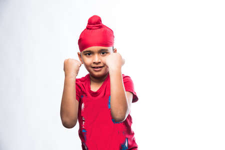 Portrait of Indian Sikh/punjabi little boy with multiple expressions.の写真素材