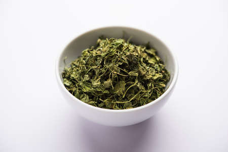 Kasuri Methi / Kasoori Methi or dried fenugreek leaves also known as Trigonella Foenum Graecumの写真素材